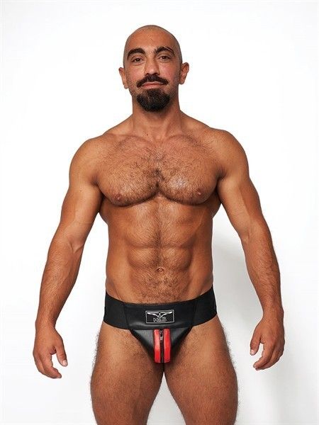 MrB Leather Premium Jockstrap Black Red