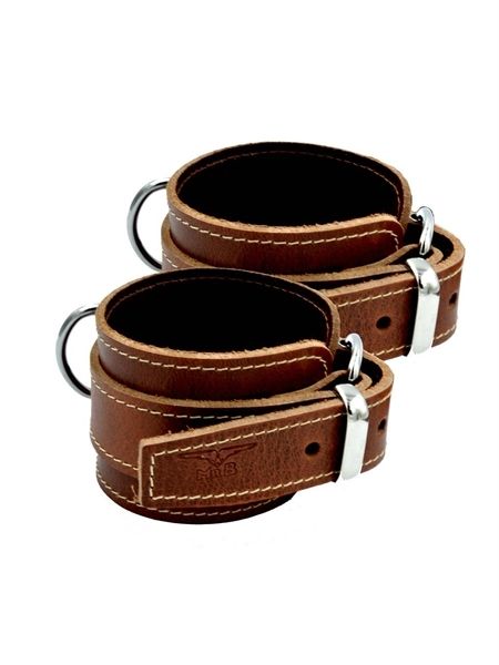 Mister B Leather Ankle Restraints Stitched Brown